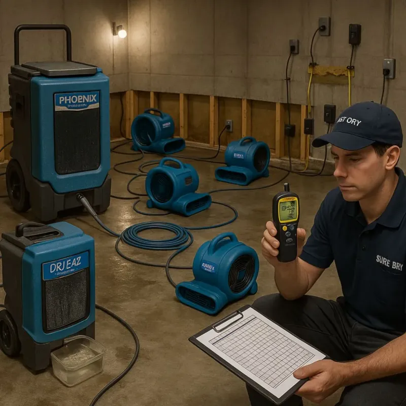 Structural Drying and Dehumidification process in San Jacinto, CA
